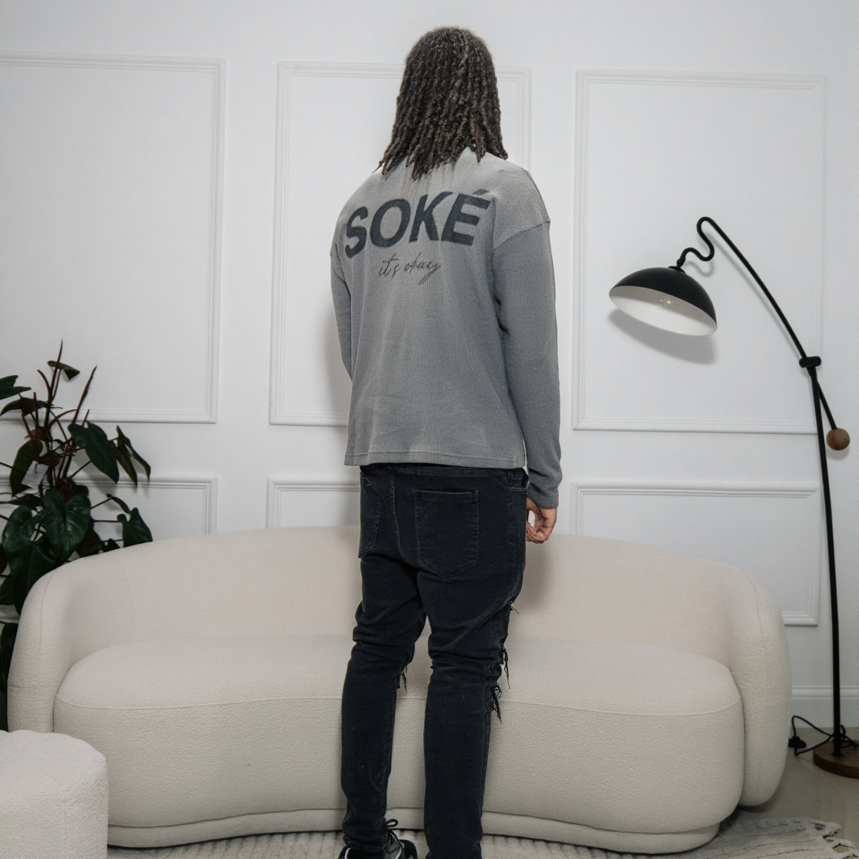 Waffle Knit Long Sleeve — Grey