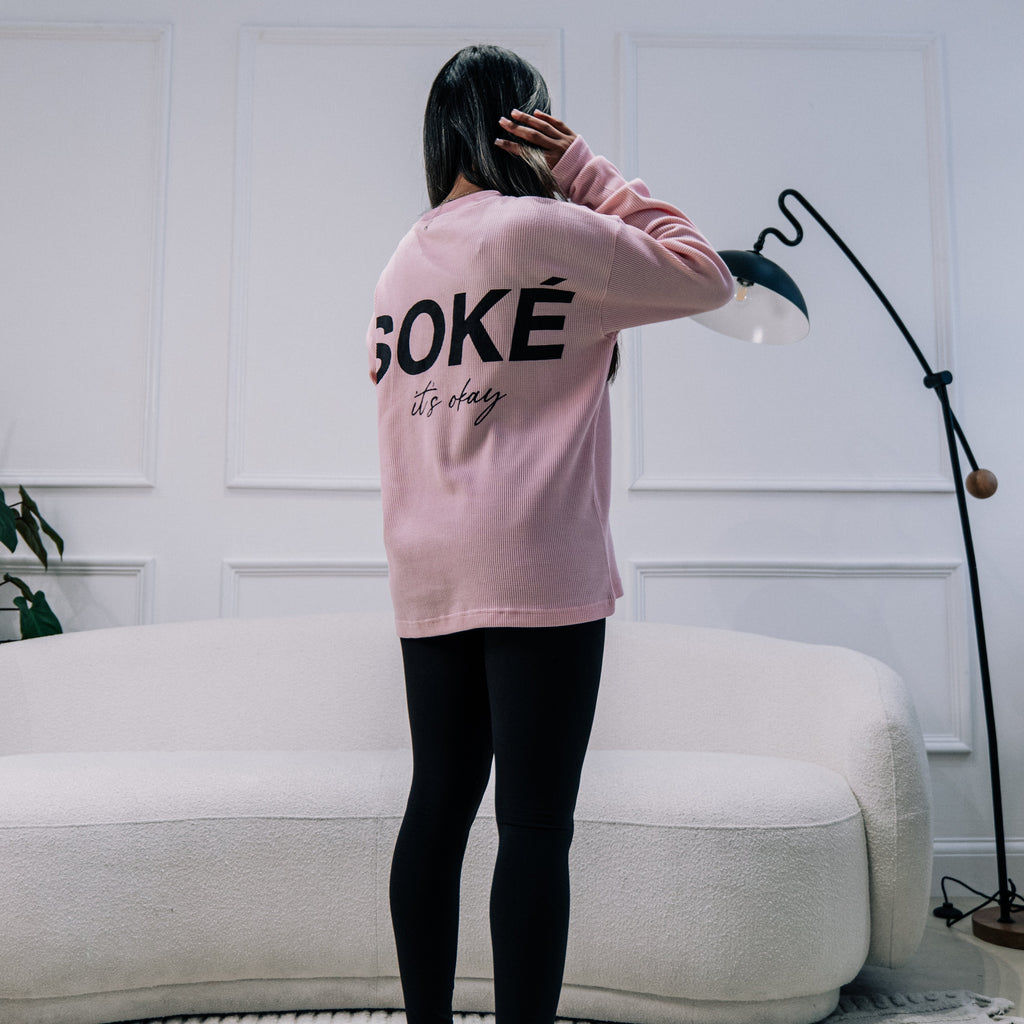 Waffle Knit Long Sleeve — Pink