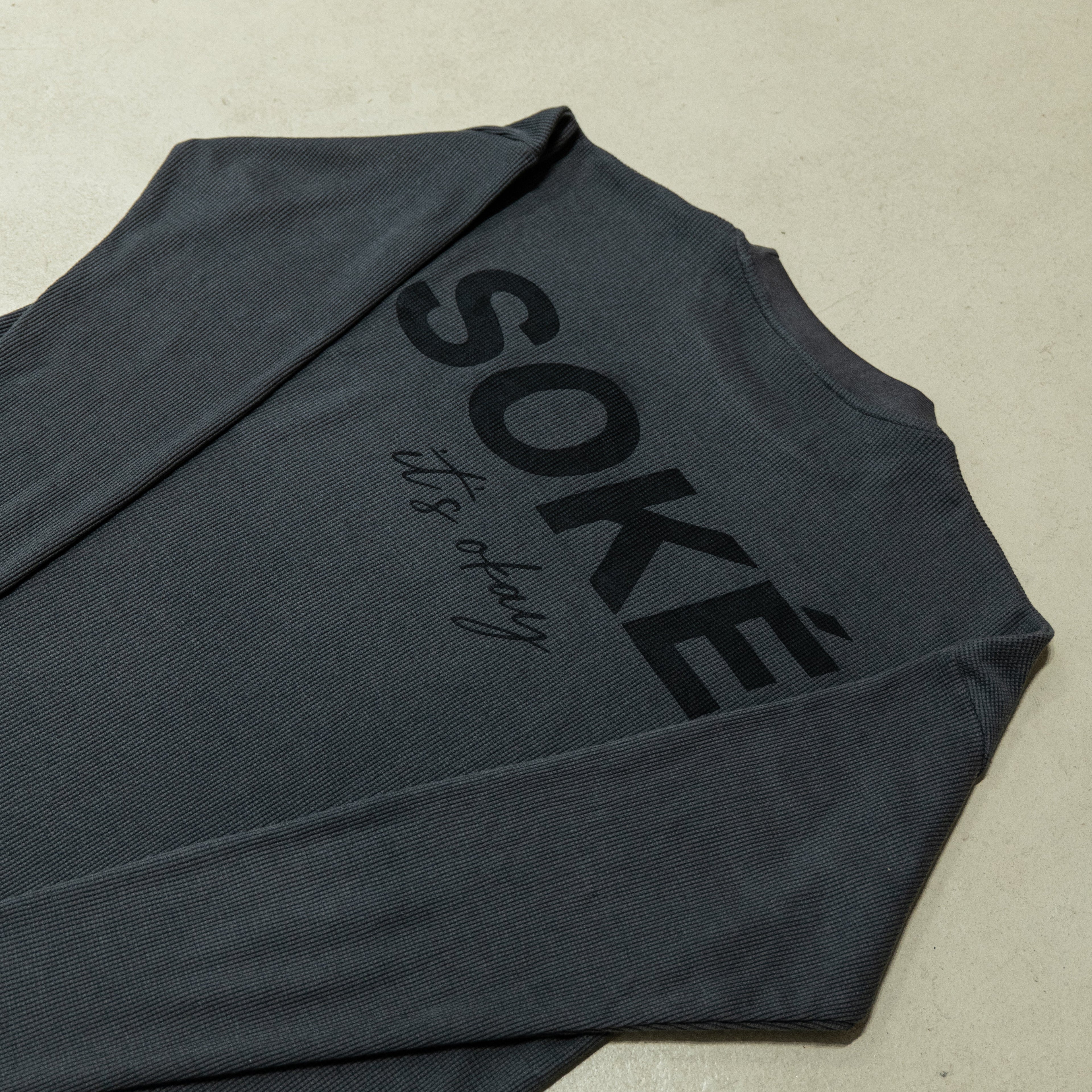 Waffle Knit Long Sleeve — Grey